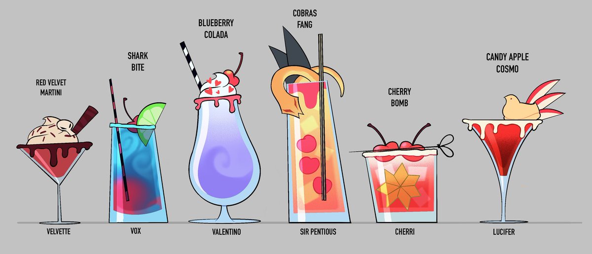 Pt 2. Of making #HazbinHotel characters into cocktails!!

Recipes in the 🧵