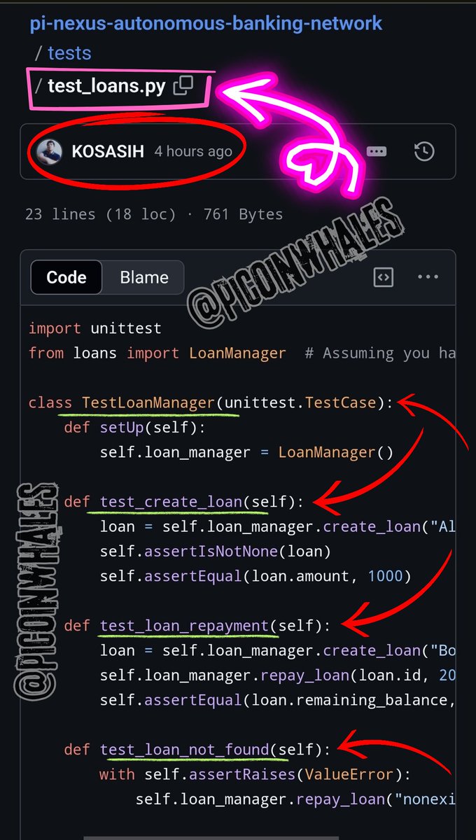 PicoinWhales's tweet photo. 🔄 This unit test ensures the reliability of the #LoanManager system. It verifies loan creation, repayment accuracy, and proper error handling when a loan isn't found. By testing these core functions, it guarantees smooth loan management and safeguards against critical issues. https://t.co/R8VmWjyFzW