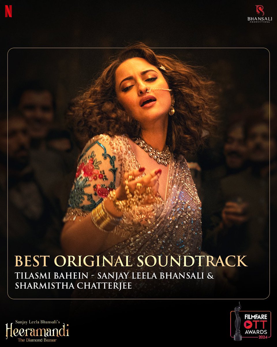 bhansali_produc's tweet photo. #Heeramandi ki mehfil shines brighter today! ✨
With multiple wins at the #FilmfareOTTAwards2024, we’re deeply grateful for all the love and support that made this journey unforgettable ❤️

#SanjayLeelaBhansali #RajaHasan @sharmi_c @sudeepdop #MaheshLimaye #HuentsangMohapatra #RagulHerianDharuman #SubrataChakraborty #AmitRay @Rimple_Harpreet #ChandrakantSonawane @NetflixIndia @filmfare