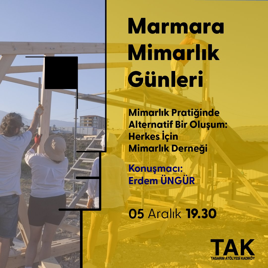 Marmara Mimarlık Günleri’nde, <a href="/herkesicin/">Herkes İçin Mimarlık</a> Mimarlık Derneği’nin oluşum süreci ve çalışma yöntemleri proje ve atölye örnekleriyle paylaşılacak. <a href="/TAKadikoy/">TAKadıköy</a> 
arkitera.com/etkinlik/mimar…