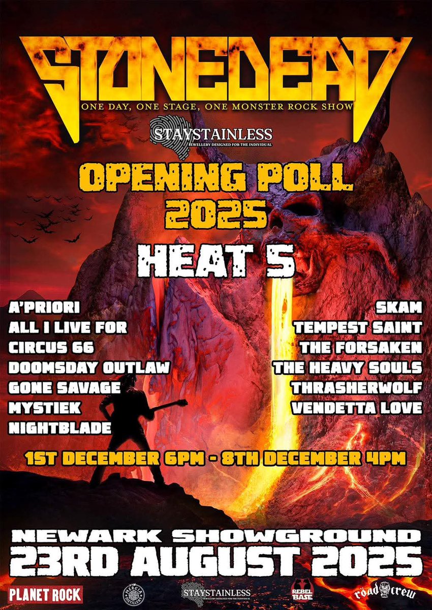 🔥OPENING BAND POLL!🔥

Heat 5!

To check out the bands and place your vote/s click here:

facebook.com/share/15URNKu2…

Good luck to all the bands.