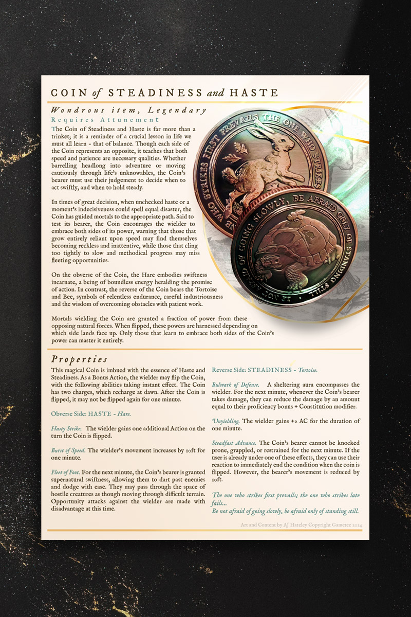 GameTeeUK's tweet photo. The breathtaking Coin of Steadiness and Haste is free all weekend when you spend £10 on site - but time is running out - act now! 🔥 https://t.co/JKWjcmj1ji https://t.co/eMbjyWvA4b