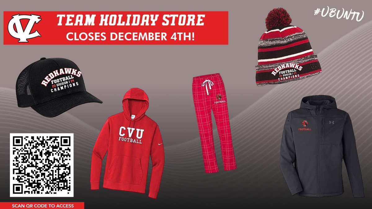 Don't FORGET! Our holiday team store closes soon, get your team swag and State Championship gear before the holidays. #Ubuntu

cvufootball2024champs.itemorder.com/shop/product/4…