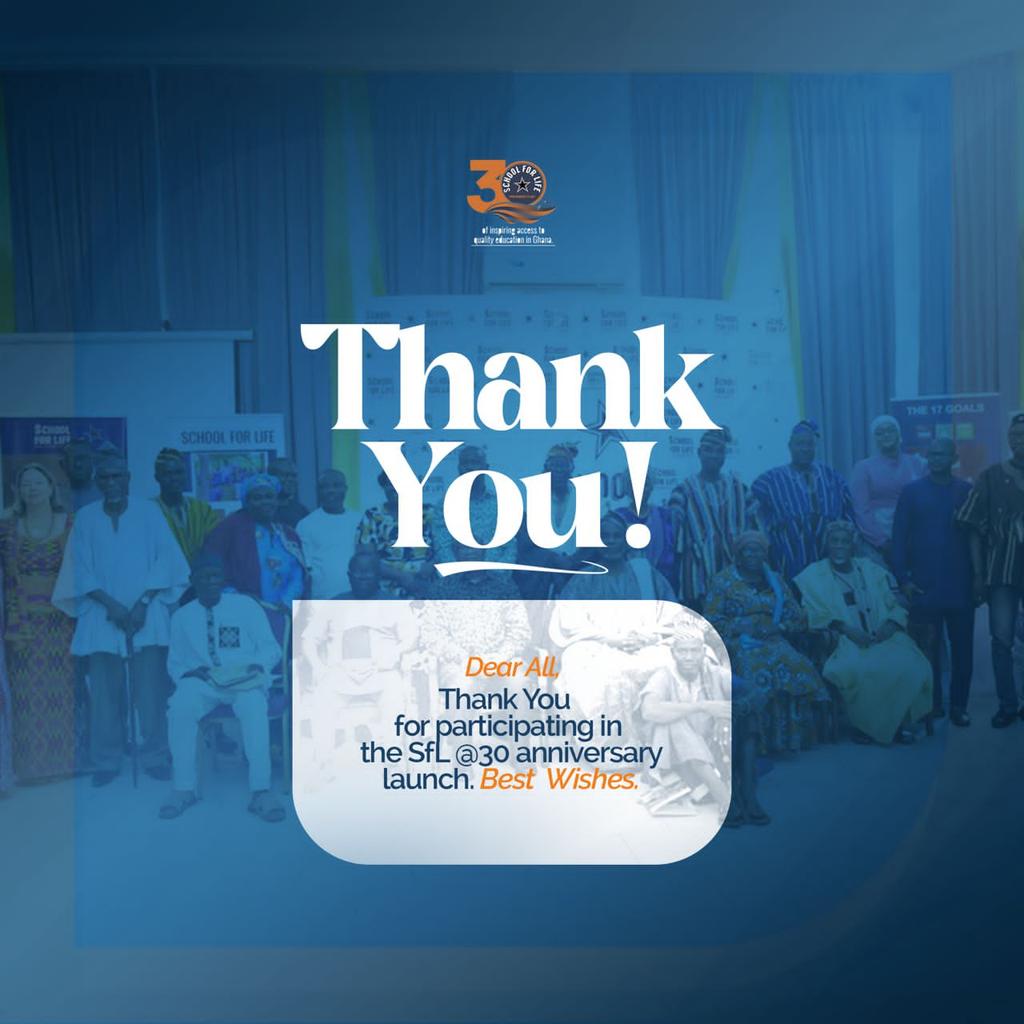 SchoolforLifeG1's tweet photo. Thank you all, dear partners for honouring our invitation.
Be on the lookout as we unfold activities to mark the 30th Anniversary.
#SfLAt30 #SchoolforLifeAt30 #SfLGhana #SchoolforLifeGhana https://t.co/UGCGp6hHPo