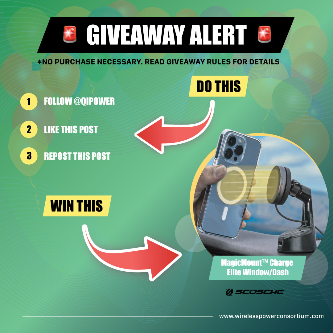 qipower's tweet photo. 🚨  We’re Doing ANOTHER Qi2 Giveaway 🚨   

Enter for Your Chance to Win a FREE @Scosche Wireless Charging Phone Mount for Window/Dash/Vent with Qi2   

See rules for more details: https://t.co/gbOCT8jN55 #Giveaway #Sweepstakes #tech https://t.co/EOsKL7titt