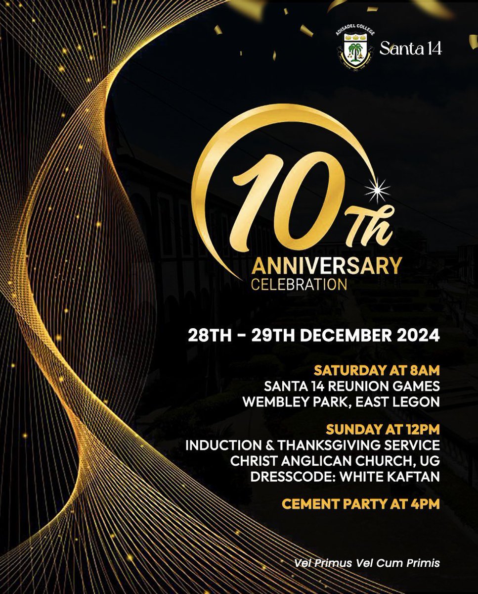 Adisadel14's tweet photo. A decade of brotherhood, laughter and growth! As we step into this Santa month, we’re thrilled to unveil plans for our 10th anniversary celebration.

Stay tuned 🎉

#Santa14At10 https://t.co/cJxbBDUb0a