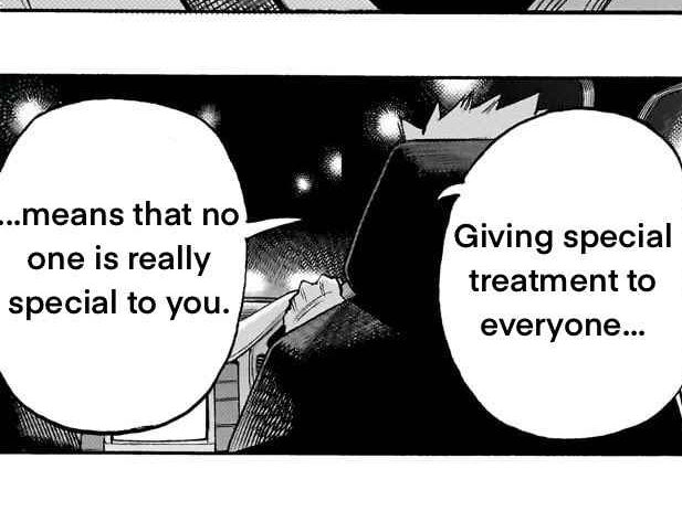 CH0S04EIKA's tweet photo. important their friendship is. 

bkg’s view of romantic feelings seems to lie with someone receiving special treatment. this is funny considering it is literally shown beforehand that he gives kiri special treatment. he allows kiri to have passenger seat + https://t.co/SNABPgDCSX