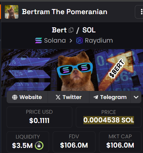 looks like <a href="/moonshot/">Moonshot</a> has listed $BERT <a href="/bertcoincto/">Bert 🧸 🐶</a>