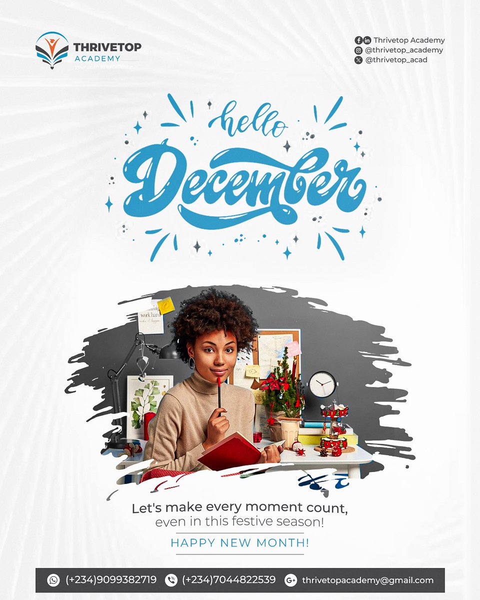 thrivetop_acad's tweet image. Hello, dear December 😍, a season of gratitude and hope! 

With hearts full of thankfulness, we look ahead with renewed hope for greater possibilities. 
Here’s to a month of joy, purpose, and endless opportunities! 🥂
#december #decembervibes,#celebration