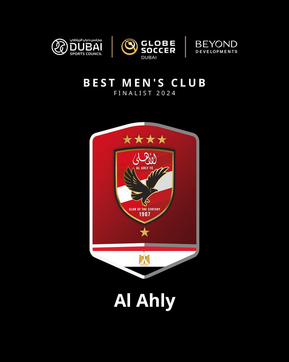 Will Al Ahly claim the Beyond Developments #GlobeSoccer Dubai Award for BEST MEN'S CLUB? 🏆 

Have your say and VOTE NOW! 🗣️ vote.globesoccer.com/vote/best-men-…

<a href="/AlAhly/">‏النادي الأهلي</a> <a href="/Beyond__Dubai/">BEYOND Developments</a>
