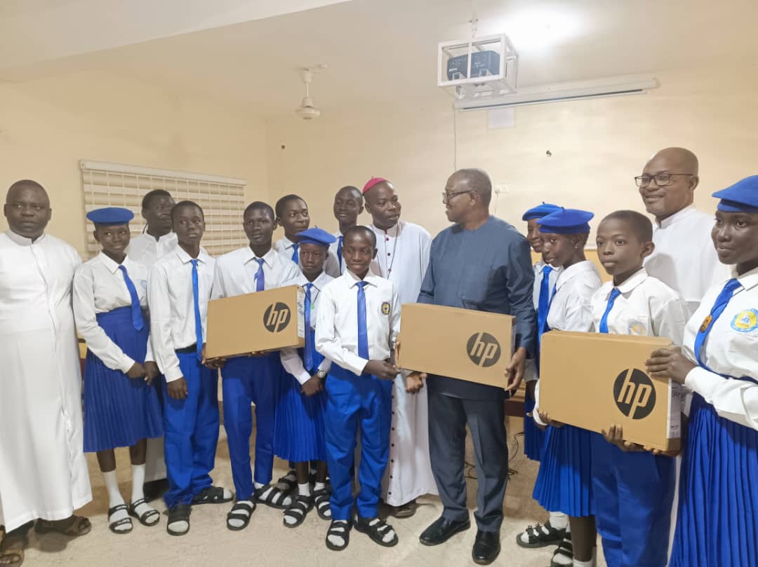 PeterObi's tweet photo. Yesterday, after visiting the Almajiri school in Yola, I met with the students of Saint Augustine College, Mayo-Belwa, Adamawa state and provided them with learning equipment in the form of 10 laptops and a printer to enhance their literacy in computer science and information technology. 

Supporting education by equipping students with the right tools and resources is not just a responsibility but a necessity for building a better future. Their enthusiasm for learning was both encouraging and inspiring.

I am convinced that initiatives like this are vital for empowering the next generation, bridging the digital divide, and fostering innovation and excellence in our schools. 

This is the type of commitment we need for sustainable growth and the advancement of our society.

A new Nigeria is indeed POssible!!!

-PO