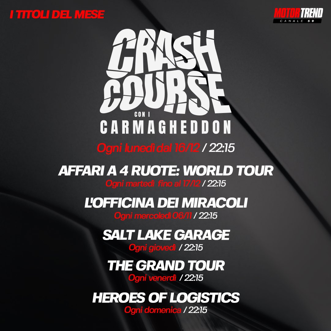 I TITOLI DEL MESE 🏁

Segui #MotorTrend, canale 59