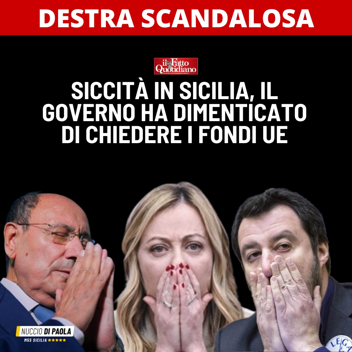 SabinaCusin's tweet image. Scopro che esiste un Commissario Straordinario NAZIONALE per l'#emergenzaidrica che però non ha autorità in #Sicilia perché è stato nominato un Commissario Straordinario REGIONALE.
Non serve nominare Commissari quando al #Governo ci sono dei menefreghisti.