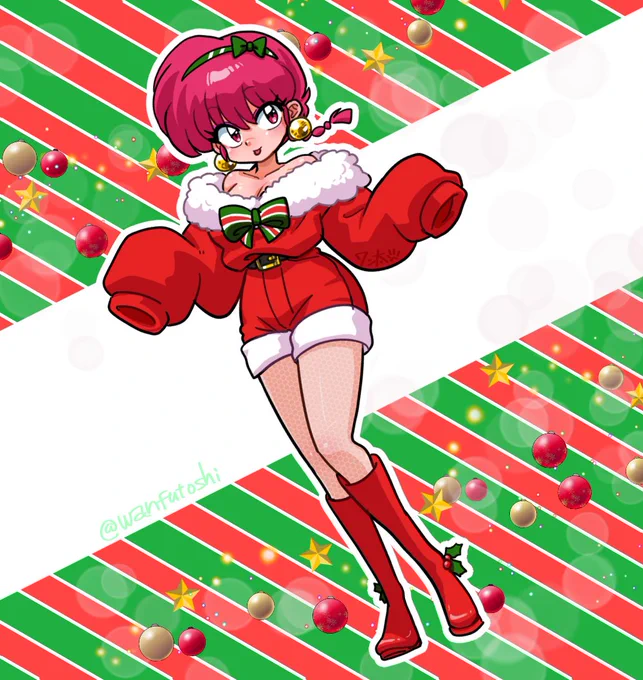 12月になってしまいましてよ。というわけでらんまを12月仕様で。耳元にはオカルンのきん●まをあしらってみました。 