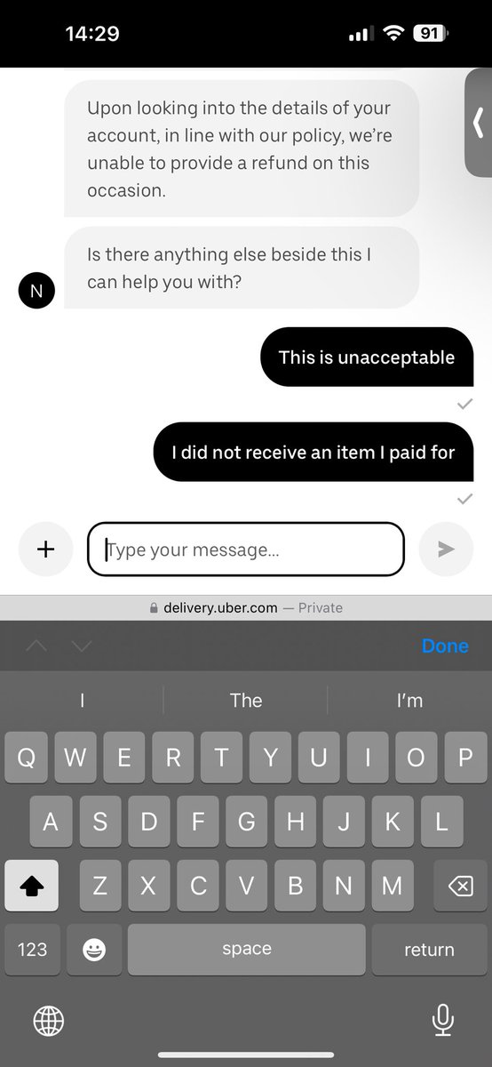 c_0_n_'s tweet photo. @McDonaldsUK @Uber this is THE worst customer experience I have ever experienced in the UK. How can you get away with this? This is theft.
Order no: 958A3
Support agent: nnavee13 https://t.co/W4MqIySCYi