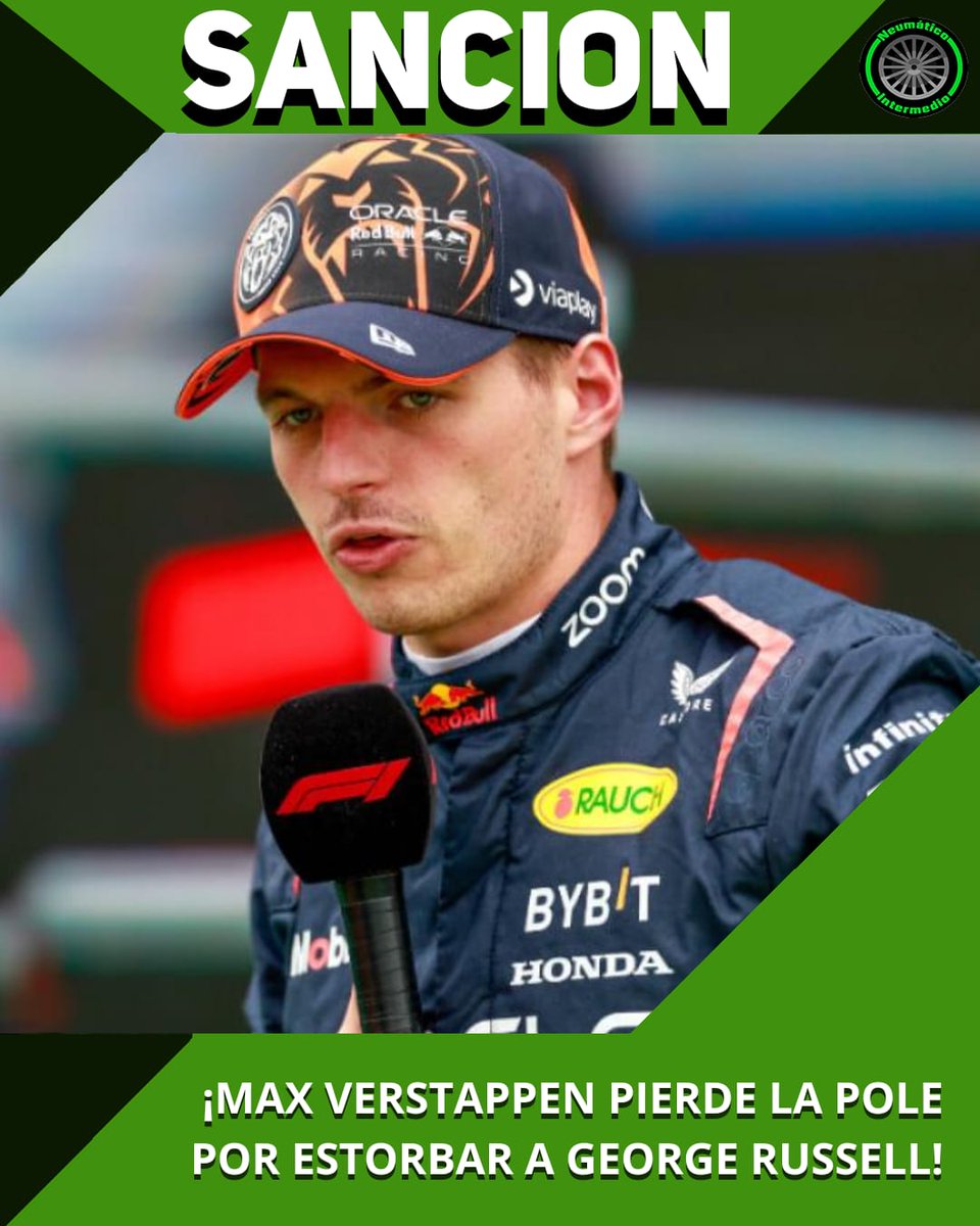 NeumaticoInter's tweet image. 🟢 ¡Max pierde la pole!

➡ Poco después de la qualy, fue sancionado con una posición en la parrilla por estorbar a Russell, aunque este estuviera en vuelta de enfriamiento

➡ Es la primera vez que se aplica esta sanción desde Pérez en Mugello 2020

#F1 #Verstappen #GPQatar