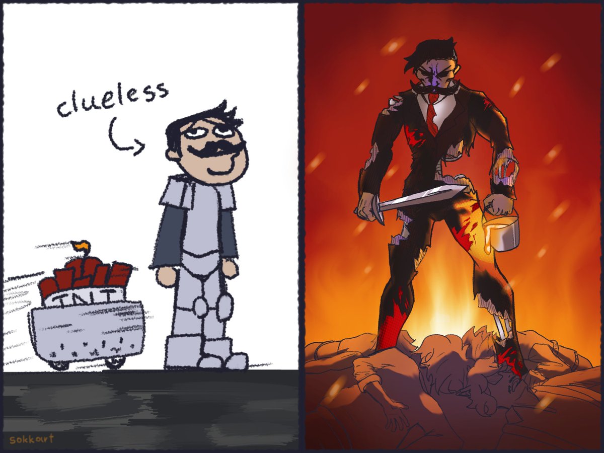 sokkart_'s tweet image. Mumbo normally vs Undead Mumbo:
#wildlifesmp #mumbojumbo #wildlifefanart #hermitcraft @ThatMumboJumbo