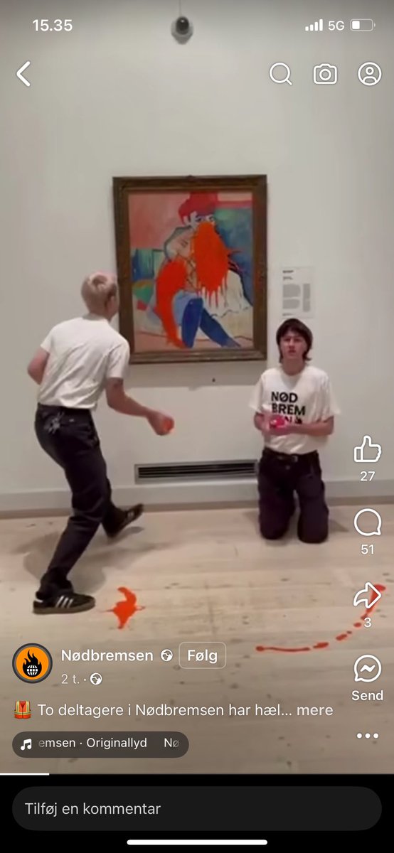 C. Buster Reinhardt (@busterreinhardt) on Twitter photo Idiotiske, venstreorienterede egoister fra Nødbremsen, har lige smadret et 118 år gammelt maleri på <a href="/smkmuseum/">SMK – Statens Museum for Kunst</a>
Straffen for at smadre kunst og kulturarv bør skærpes markant.
Eneste kunst de her to skal have lov at opleve i cellen, er de tændstiksmænd de selv kan tegne #dkpol Idiotiske, venstreorienterede egoister fra Nødbremsen, har lige smadret et 118 år gammelt maleri på <a href="/smkmuseum/">SMK – Statens Museum for Kunst</a>
Straffen for at smadre kunst og kulturarv bør skærpes markant.
Eneste kunst de her to skal have lov at opleve i cellen, er de tændstiksmænd de selv kan tegne #dkpol