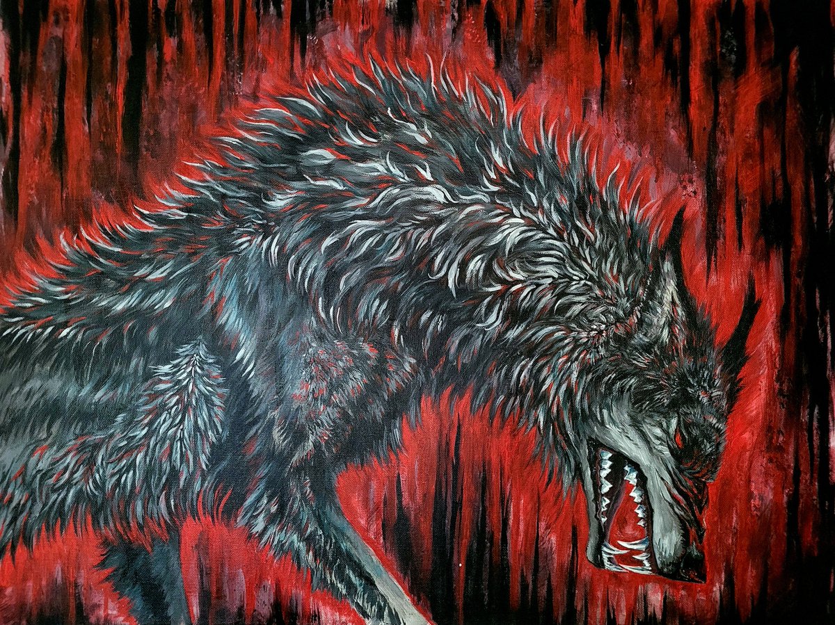 oroymygdala's tweet photo. Finally got around to take a photo of that giant painting I was working on within the last weeks. I think that's my most detailed art by far yet, and working with acryl paint turned out to be not as bad as I always thought https://t.co/R27NOWHkM0