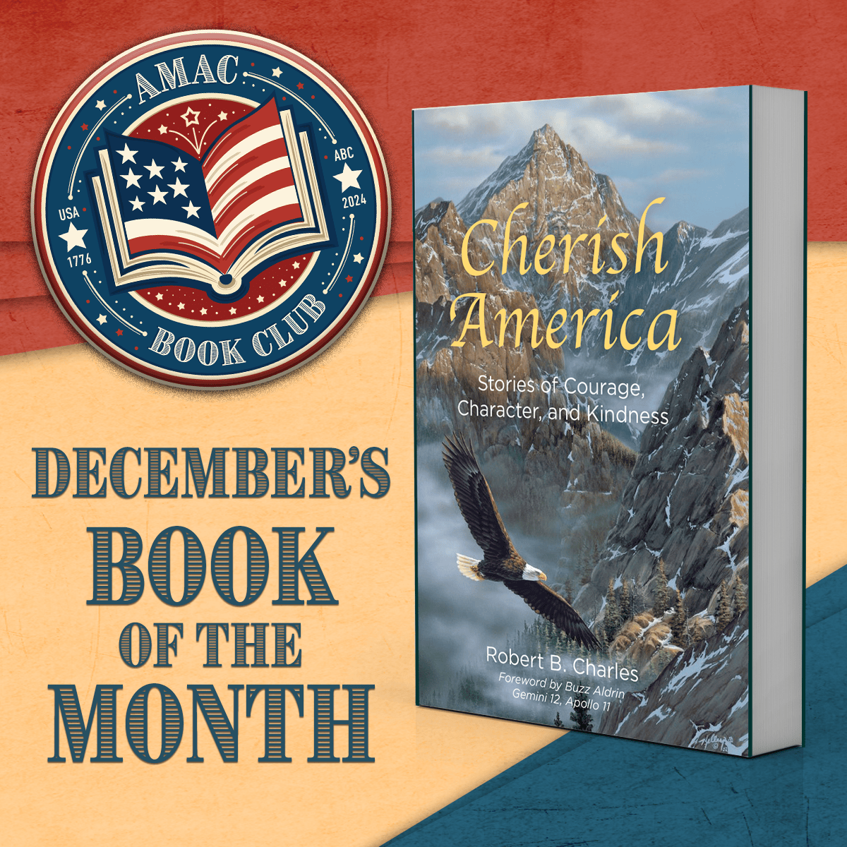 AMACforAmerica's tweet photo. 🦅 December's Book of the Month is Cherish America by @RCharles4USA! Dive into this inspiring exploration of America’s enduring values and traditions. #AMACBookClub #CherishAmerica #DecemberReads  Learn More: https://t.co/Ft5LRJzhME https://t.co/NHDQMcxGtP