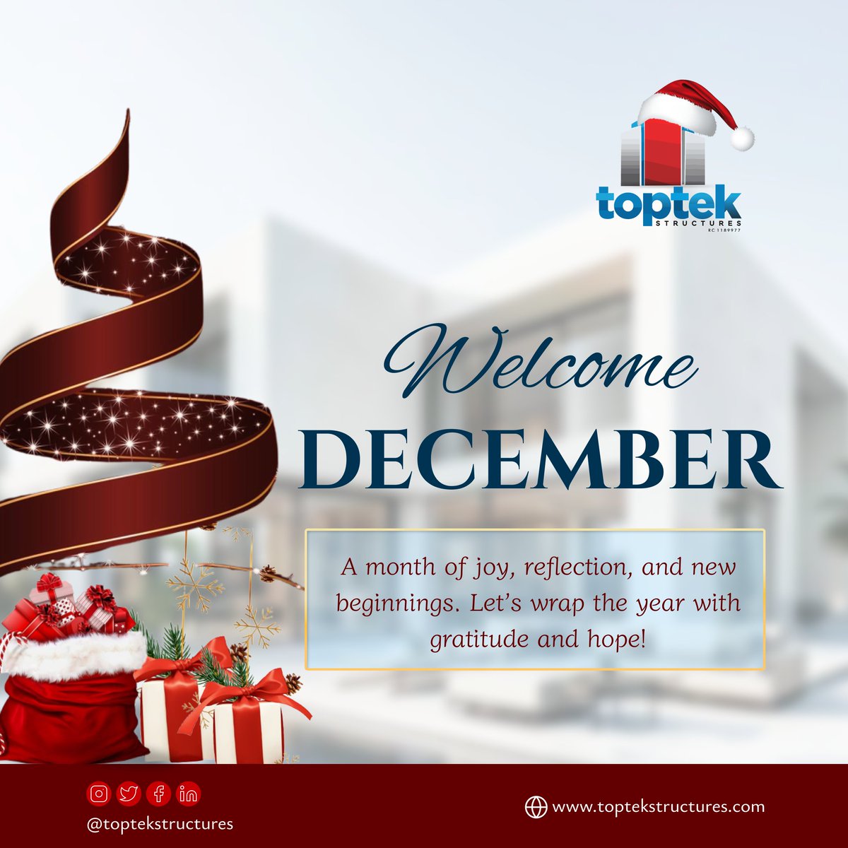 toptekltd's tweet image. On a grateful note, we welcome December.

Happy New Month.

#Toptek #december #gratitude #deckthehalls