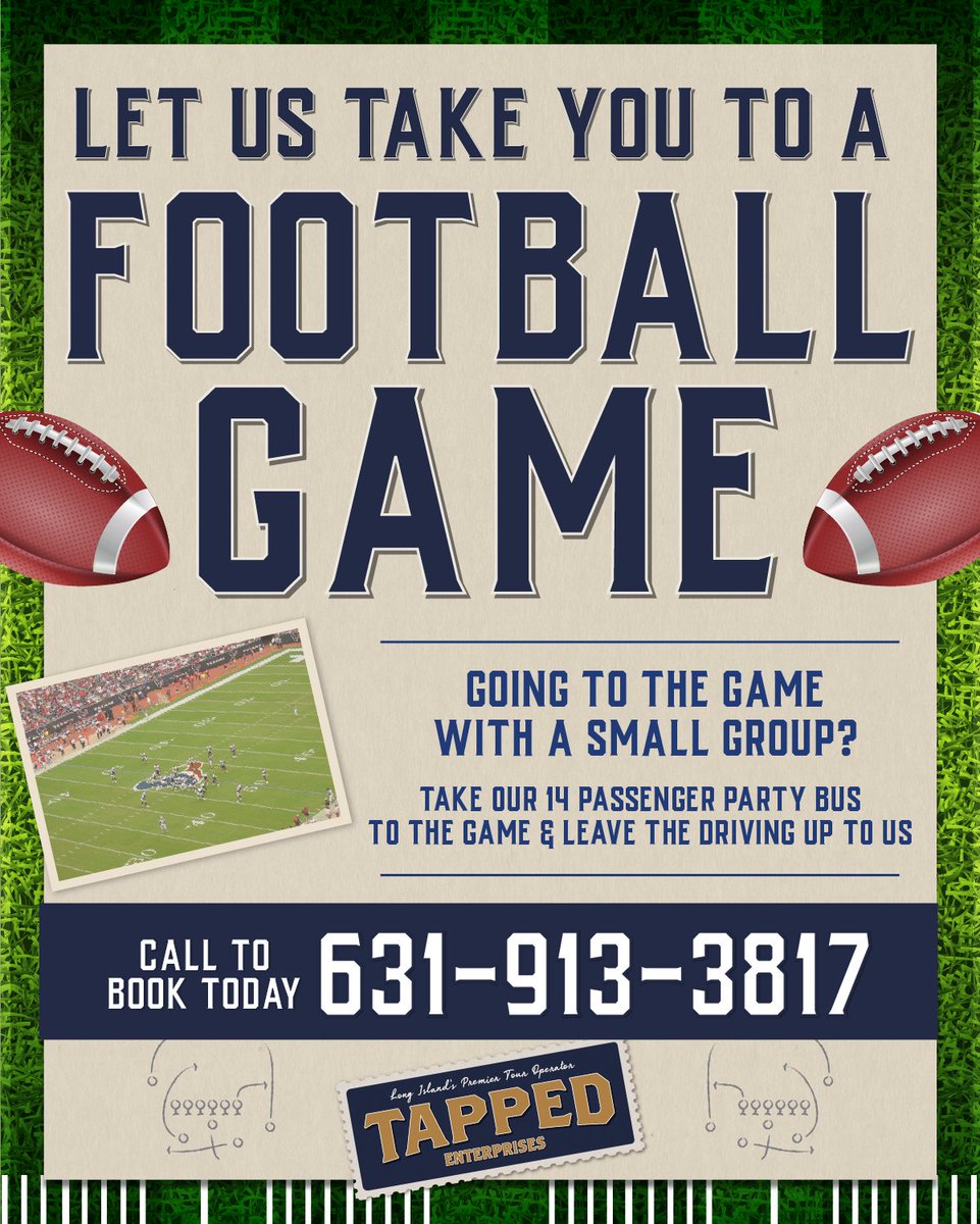 TappedEnt's tweet image. Happy Football Sunday! Call Tapped for your next football game ride.