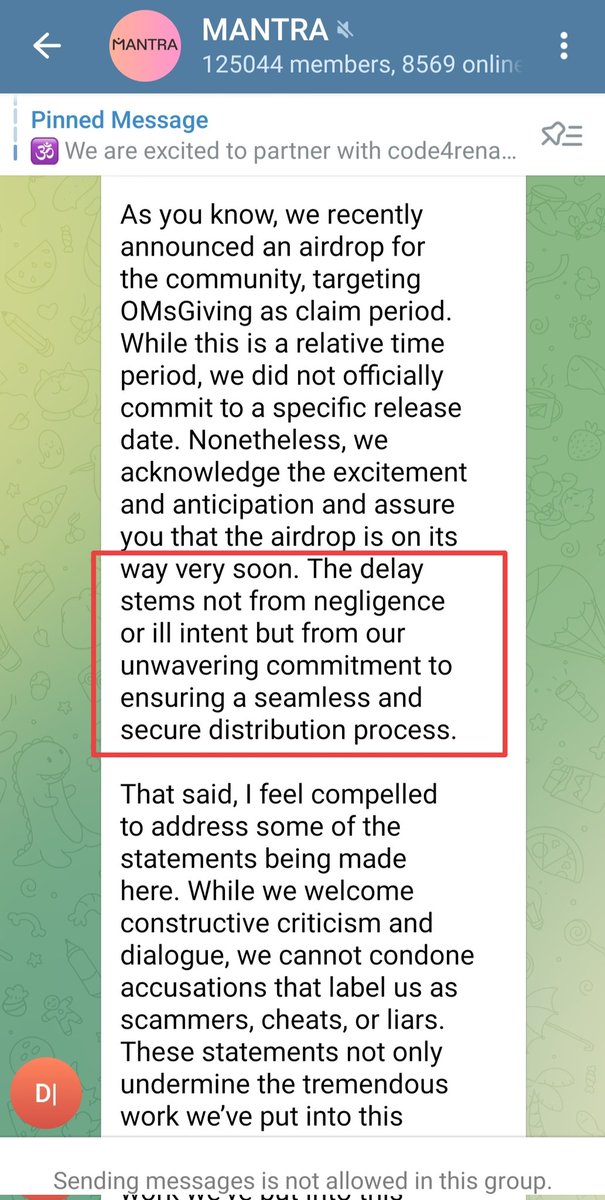 Abhi.eth (@earnbyabhi) on Twitter photo 🚨🚨 Dear <a href="/MANTRA_Chain/">MANTRA | Tokenizing RWAs</a> Team & <a href="/jp_mullin888/">JP Mullin (🕉, 🏘️)</a> ‼️
Team Statement - "The delay stems not from negligence or ill intent but from our unwavering commitment to ensuring a seamless and secure distribution process"
• KINDLY TAKE THIS INTO CONSIDERATION 👇🏻
Even if it is being 🚨🚨 Dear <a href="/MANTRA_Chain/">MANTRA | Tokenizing RWAs</a> Team & <a href="/jp_mullin888/">JP Mullin (🕉, 🏘️)</a> ‼️
Team Statement - "The delay stems not from negligence or ill intent but from our unwavering commitment to ensuring a seamless and secure distribution process"
• KINDLY TAKE THIS INTO CONSIDERATION 👇🏻
Even if it is being