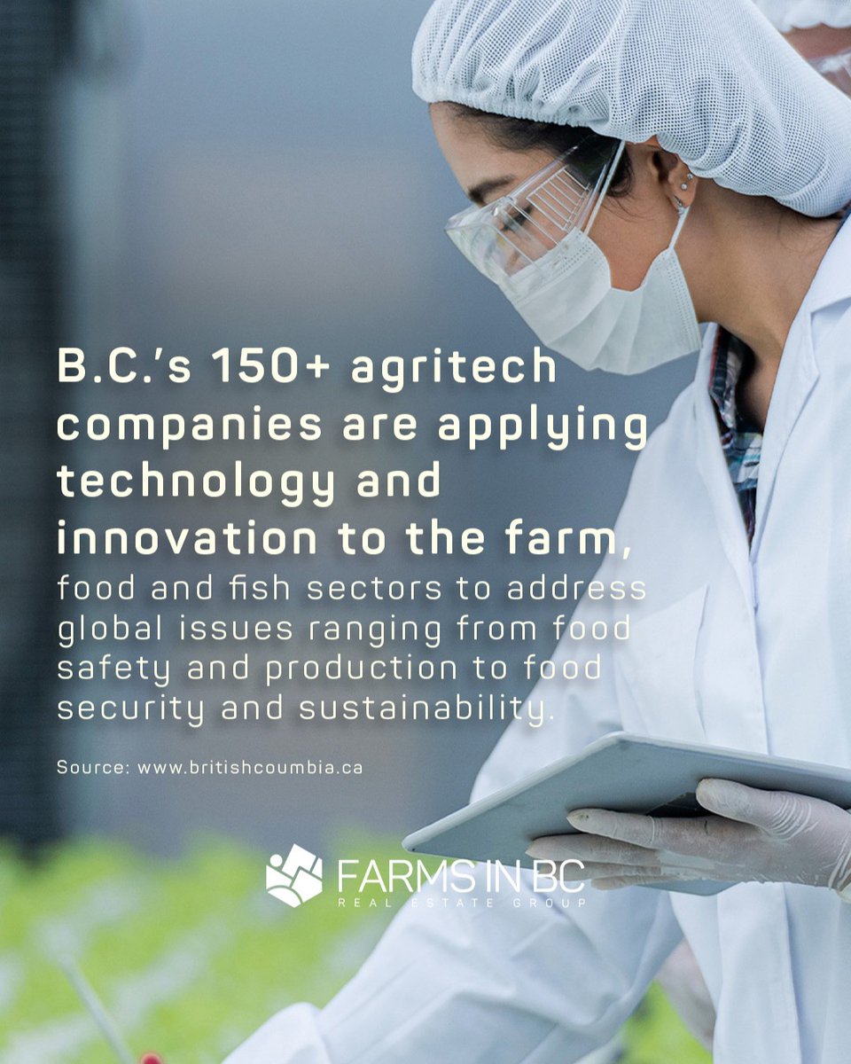 B.C.'s 150+ agritech companies are innovating agriculture, food, and aquaculture to address food safety, sustainability, and security.

Call or email us for your Free Market Evaluation:
📞 604-364-3276
✉️ info@farmsinbc.com
