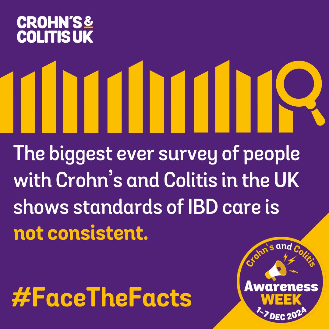 CrohnsColitisUK's tweet image. It’s time to #FaceTheFacts and accept that change is urgently needed to fuel improvement for the half a million people living with Crohn’s or Colitis in the UK.

Visit: crohnsandcolitis.org.uk/our-work/campa…

#crohnsandcolitisawarenessweek