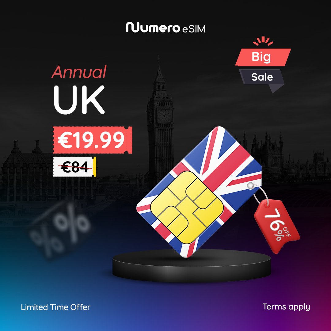 NumeroGlobal's tweet photo. ✨BIG SALE: Up to 83% OFF on Virtual Numbers with Numero eSIM!
⏳ Don’t miss out – offers are ending soon!
📥 Download the Numero eSIM app and seize the discounts!
https://t.co/DBzlAK5gT1
#BigSale #NumeroeSIM #VirtualNumbers #Discounts #StayConnected #BusinessSolutions #PrivacyMatters #US_Number #SaveMore #GlobalNumbers #UK_Number