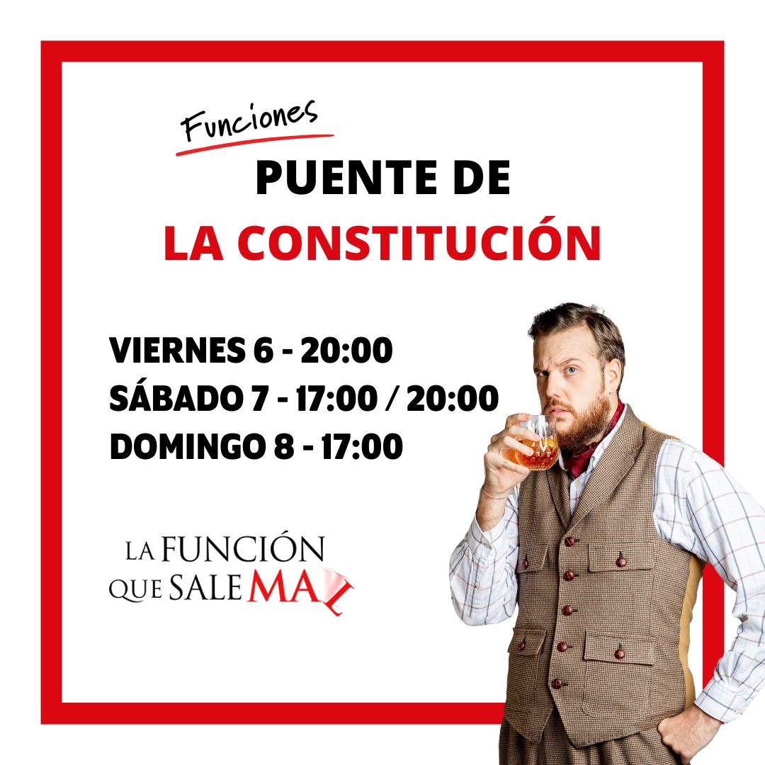 Aunque aún estamos a domingo, queremos recordarte que el mejor plan para este puente es La Función Que Sale Mal 😉

¡Compra tus entradas antes de que vuelen! O de que las perdamos como a Winston 🙃

#LaFuncionQueSaleMal #TeatroAmaya #teatro #humor #comedia #obrasteatro #cultura