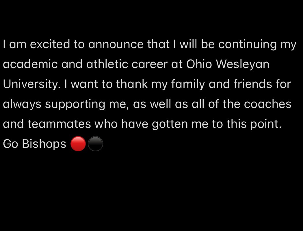 COMMITTED!! Thank you <a href="/OWU_Baseball/">Ohio Wesleyan Baseball</a> and <a href="/TMottOWU/">Tyler Mott</a> for allowing me to have this opportunity. <a href="/BVBaronBaseball/">Buckeye Valley Baseball</a> <a href="/ncbruins/">NCBRUINS BASEBALL</a>. Go Bishops!