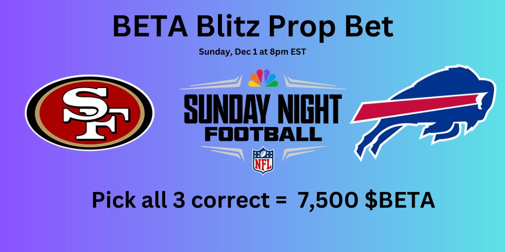 🔥 BETA Blitz Prop Bet: Sunday Night Special 🔥

Pick ALL outcomes:

1️⃣ First team to score
2️⃣ Over/Under 44.5
3️⃣ First Scoring Play: (FG, TD, or Safety)

✅ Reply with predictions &amp; Flow EVM wallet
✅ Like &amp; Retweet to lock in your picks
✅ Closes at kickoff
🏆 7,500 $BETA