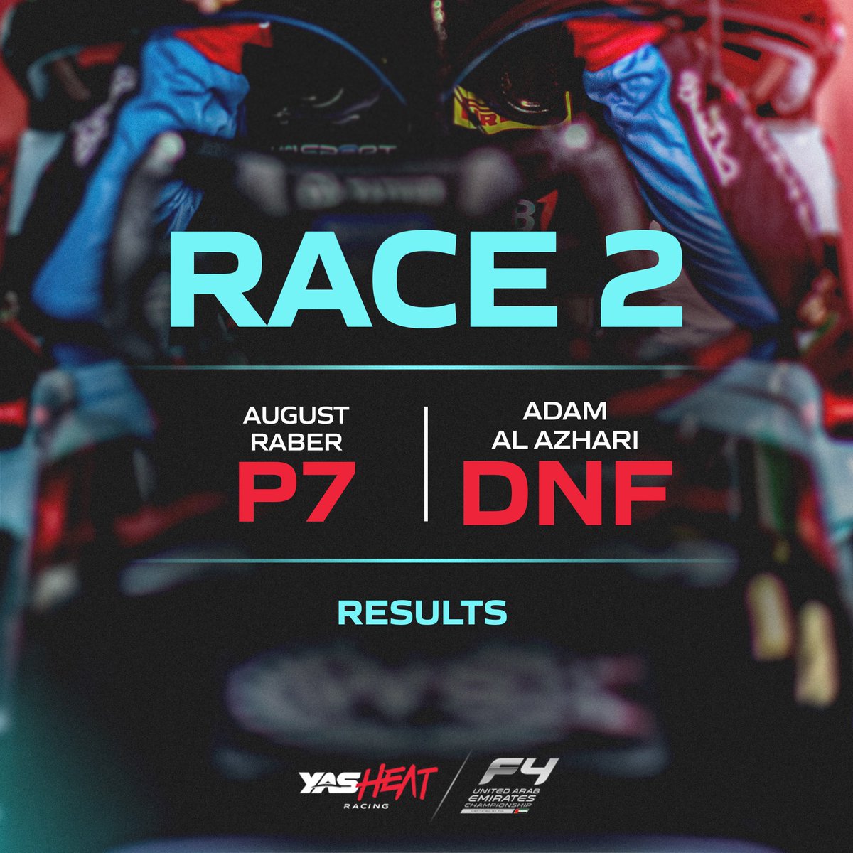 Rashid pulled through once again finishing 2nd this time, seconds from the 1st place. 💪

August finished Race 2 7th, leveling up yesterday’s 9th position, while Adam ended on a DNF this time around due to a racing incident.