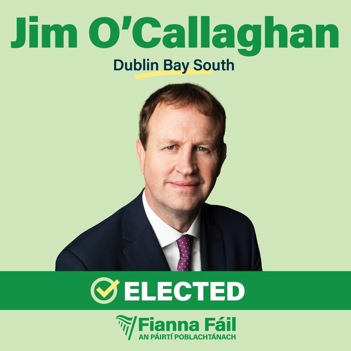 Congratulations to <a href="/OCallaghanJim/">Jim O'Callaghan TD</a> on being elected in Dublin Bay South.