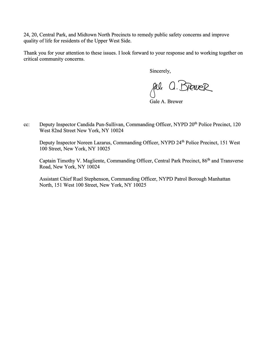 We need more police patrols on the UWS amid rising violent crime. I contacted Police Commissioner Tisch on Nov. 22 to request more officers in the 20, 24, Central Park &amp; Midtown North precincts and will continue advocating for greater police presence and mental health services.