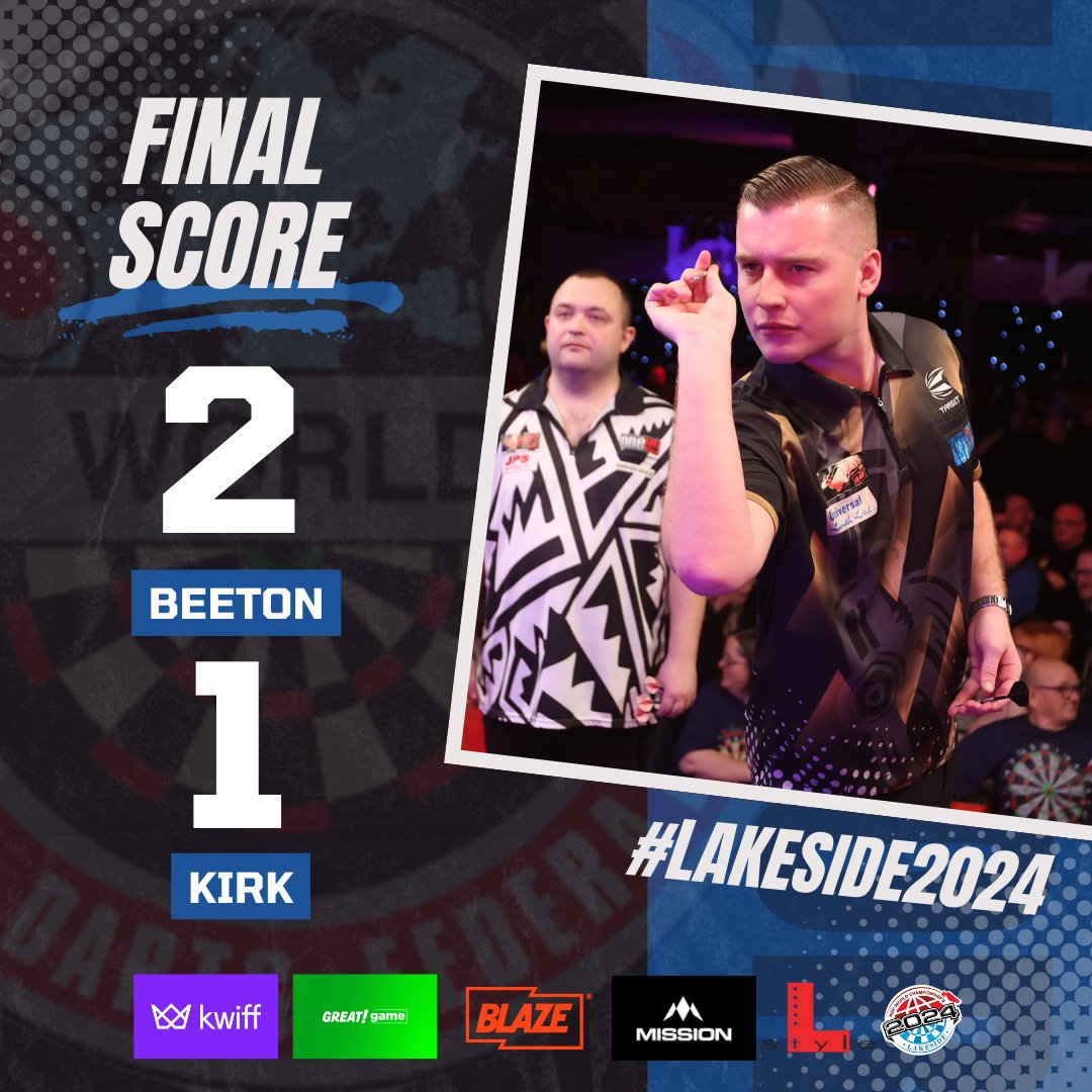 𝗕𝗲𝗲𝘁𝗼𝗻 𝗿𝗲𝗲𝗹𝘀 𝗶𝗻 𝘁𝗵𝗲 𝗣𝗶𝗿𝗮𝗻𝗵𝗮 🎣
 
James Beeton comes through a deciding set to win on debut at Lakeside, defeating Bradley Kirk to set up a tie with Thomas Junghans in round two. 

#Lakeside2024