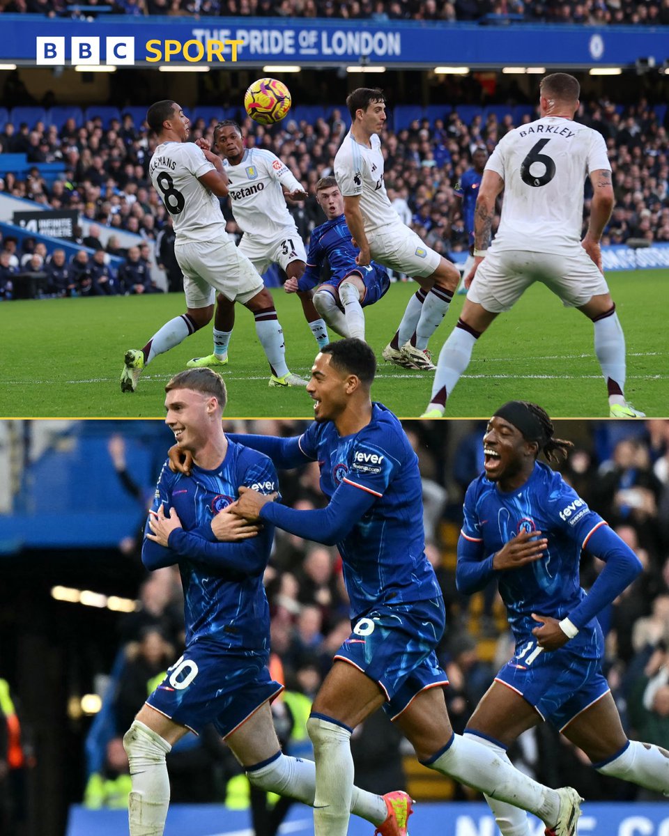 BBCSport's tweet photo. Cole Palmer... stop that! 😮‍💨

What a goal from the Chelsea man 🥶

He gives Enzo Maresca's side a 3-0 lead.

#BBCFootball #CHEAVL https://t.co/ZdndEXRteS