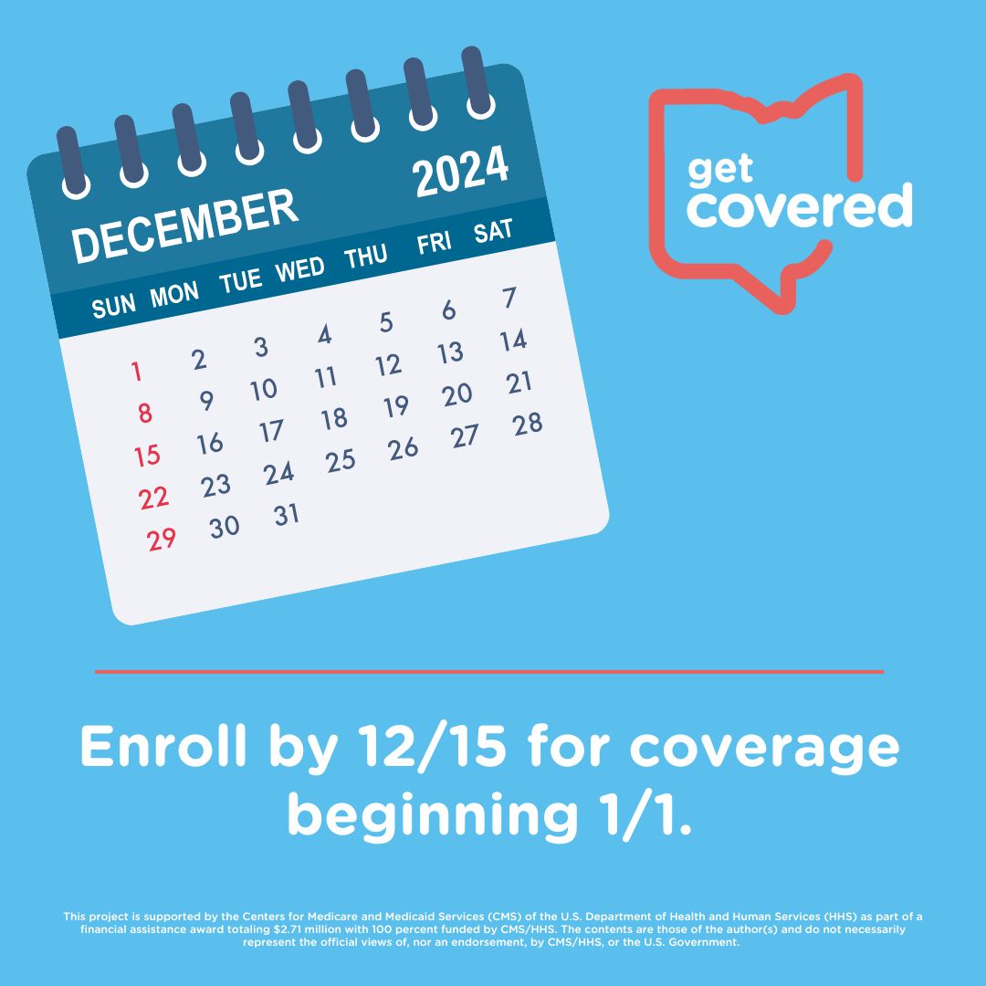 getcoveredohio's tweet photo. Feeling surprised it's already December? 📆 Don’t let time slip away—there are just 2 weeks left to enroll in health coverage that starts January 1! Treat yourself to affordable access to preventive care and peace of mind. Visit https://t.co/12snsUQnc0 or call 833-628-4467 today! https://t.co/r7rXtEC8CG
