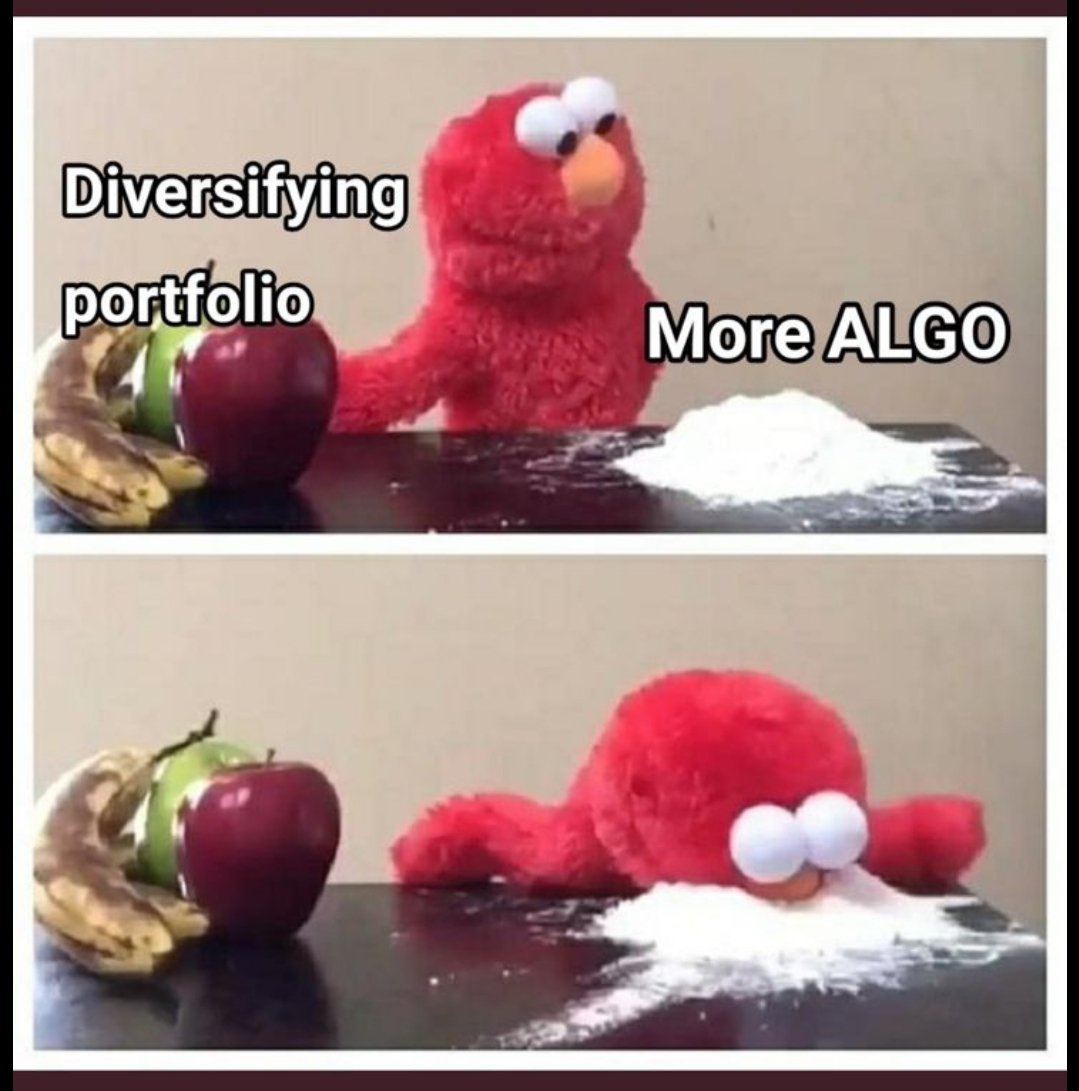 Every time I want to diversify, I end up doing my own research and end up _____/ more $ALGO‼️ 

Do I need to seek professional help? 😅

x.com/EldarDRM/statu…