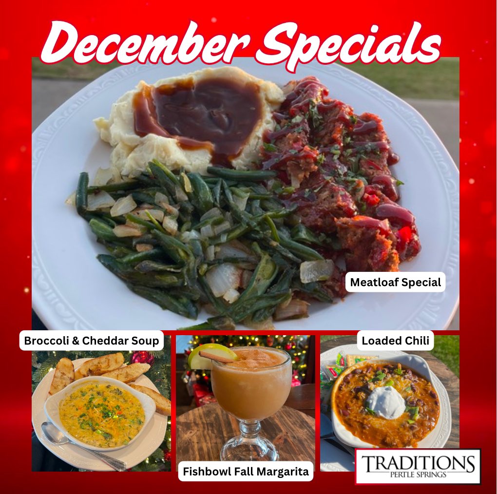 Join us at Traditions this holiday season for our December specials!❄️🎄🎁