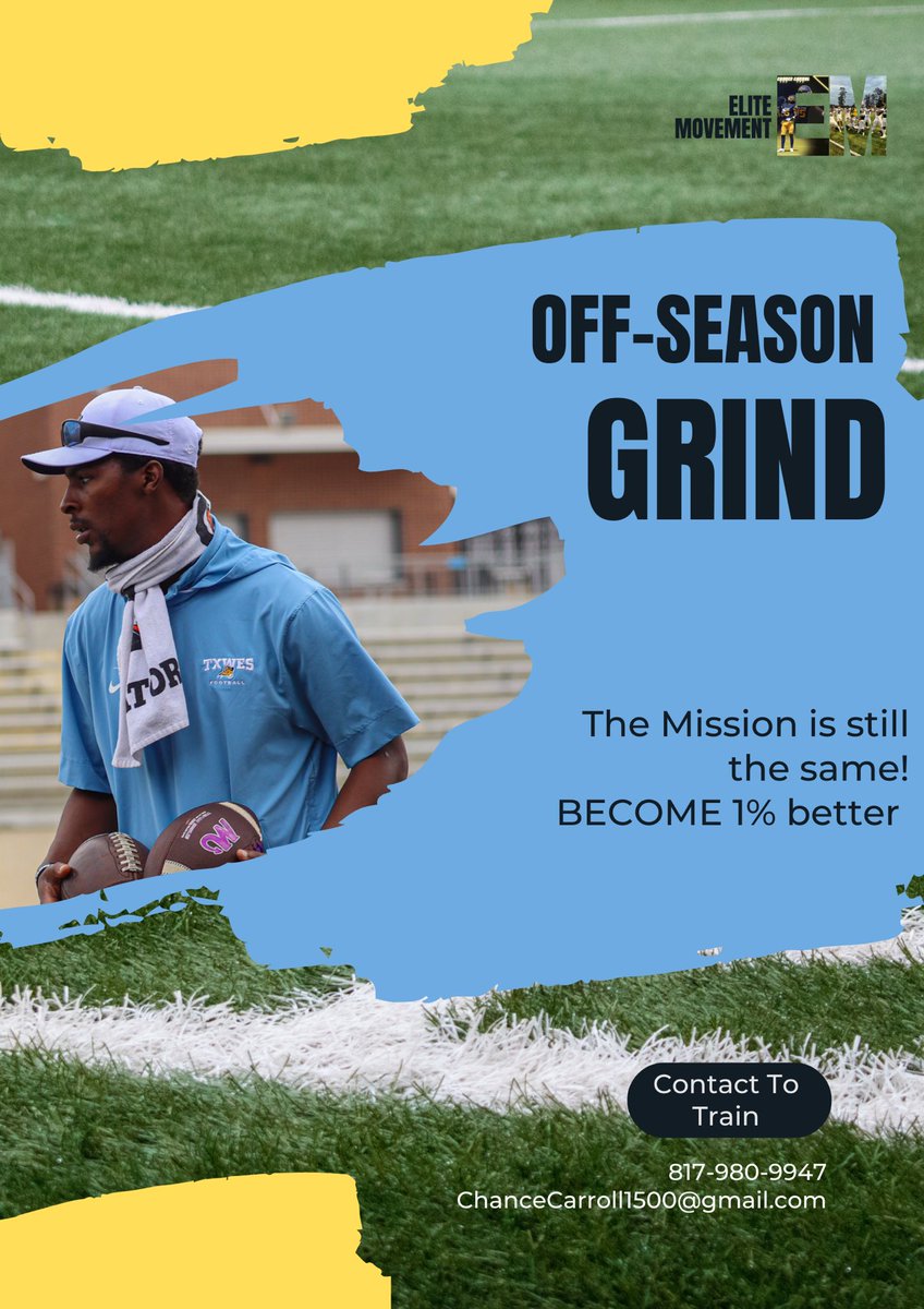 ATTENTION!! All DBs The Off Season is here and it’s Time to get 1%BETTER! 

Contact me! If you’re looking to get some off season work in!!

#EliteMovements #Become1%better