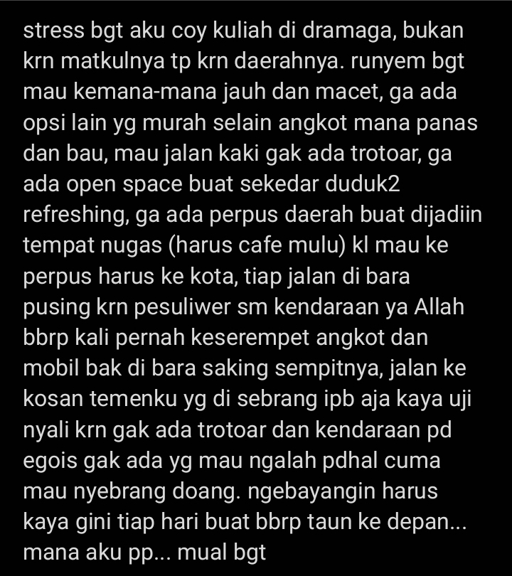 ipb_menfess's tweet photo. punten numpang curhat pengalaman 1 semester kuliah di dramaga https://t.co/9MfhOQco3G