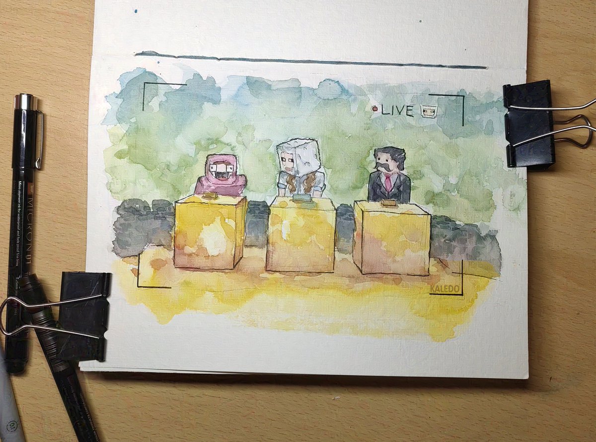 kaledo69's tweet image. IS THAT SHEEP LOOKING AT ME?

#watercolor #zedaphfanart #keralisfanart #pearlescentmoonfanart  #mumbojumbofanart    #hermitcraft