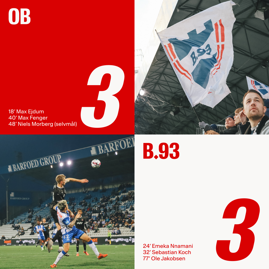 Vi runder året af med en uafgjort i Odense og går velfortjent på vinterpause. 

Tak for den fantastiske opbakning fra de medrejsende 93'ere - på gensyn i 2025!

📸 Jeppe Wermuth.