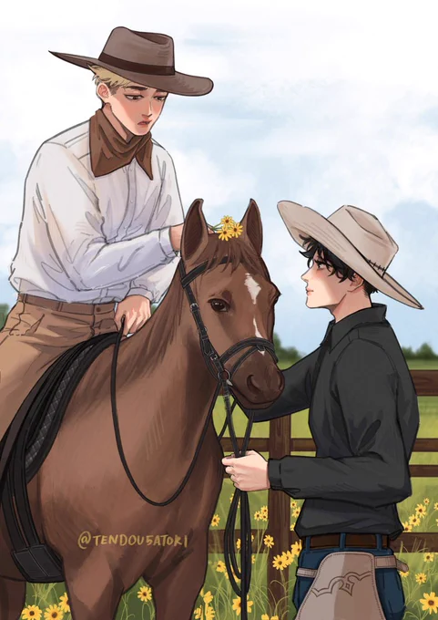 Cowboy SakuAtsu A gift for  in the #SAEX2024 gift exchange  
