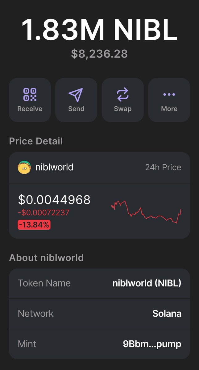 Load up more $nibl since my last post, I'm going for 0 or 100m mcap let see how it goes.

Will Load up more if there's another dump