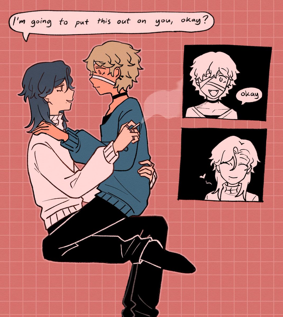 saezurii's tweet photo. drawing based on a scene from the fic i wrote of them ⚔️🧯

#riflori #richardsterling #florianbrand https://t.co/slANgAAqDf