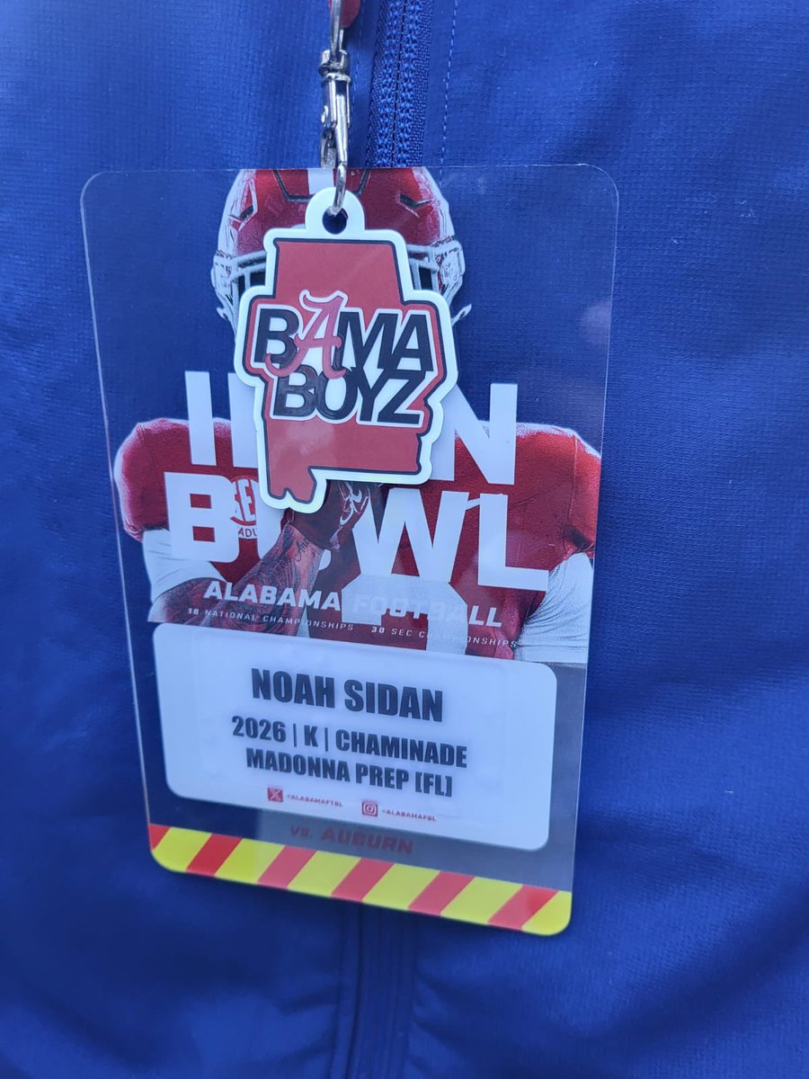 NOAH SIDAN (@noahsidan) on Twitter photo Big thanks to <a href="/nunez_jay/">Jay Nuñez</a> for the game day visit to the Iron Bowl. Grateful for the experience and looking forward to being back in the spring! Roll Tide
<a href="/KornblueKicking/">Brandon Kornblue</a> <a href="/coach_aaron_89/">Aaron 🎭⏳⚃⚄⚅</a> <a href="/BRuizKicking/">Brandon Ruiz Kicking</a> <a href="/PrepRedzoneFL/">Prep Redzone Florida</a> <a href="/Nadeboyz/">Chaminade-Madonna Football</a> Big thanks to <a href="/nunez_jay/">Jay Nuñez</a> for the game day visit to the Iron Bowl. Grateful for the experience and looking forward to being back in the spring! Roll Tide
<a href="/KornblueKicking/">Brandon Kornblue</a> <a href="/coach_aaron_89/">Aaron 🎭⏳⚃⚄⚅</a> <a href="/BRuizKicking/">Brandon Ruiz Kicking</a> <a href="/PrepRedzoneFL/">Prep Redzone Florida</a> <a href="/Nadeboyz/">Chaminade-Madonna Football</a>