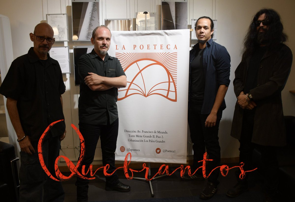Quebrantos (@quebrantosbanda) on Twitter photo Agradecemos a <a href="/Poeteca1/">Fundación La Poeteca</a> por permitirnos estrenar nuestro primer video "La durmiente" escrito por Eugenio Montejo y bajo la dirección de Luis Rodríguez este miércoles 4 de diciembre a las 4:30 P.M, junto con "Intemperie" documental sobre Rojas Guardia.
Los esperamos. Agradecemos a <a href="/Poeteca1/">Fundación La Poeteca</a> por permitirnos estrenar nuestro primer video "La durmiente" escrito por Eugenio Montejo y bajo la dirección de Luis Rodríguez este miércoles 4 de diciembre a las 4:30 P.M, junto con "Intemperie" documental sobre Rojas Guardia.
Los esperamos.